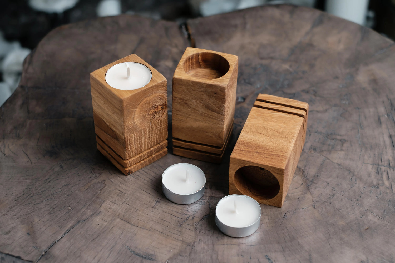 Wooden Candle Holders