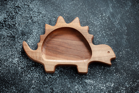 Wooden Dinosaur-Shaped Plate