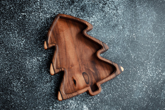 Wooden Christmas Tree-Shaped Plate