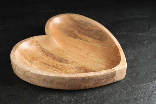 Handcrafted Wooden Heart-Shaped Plate